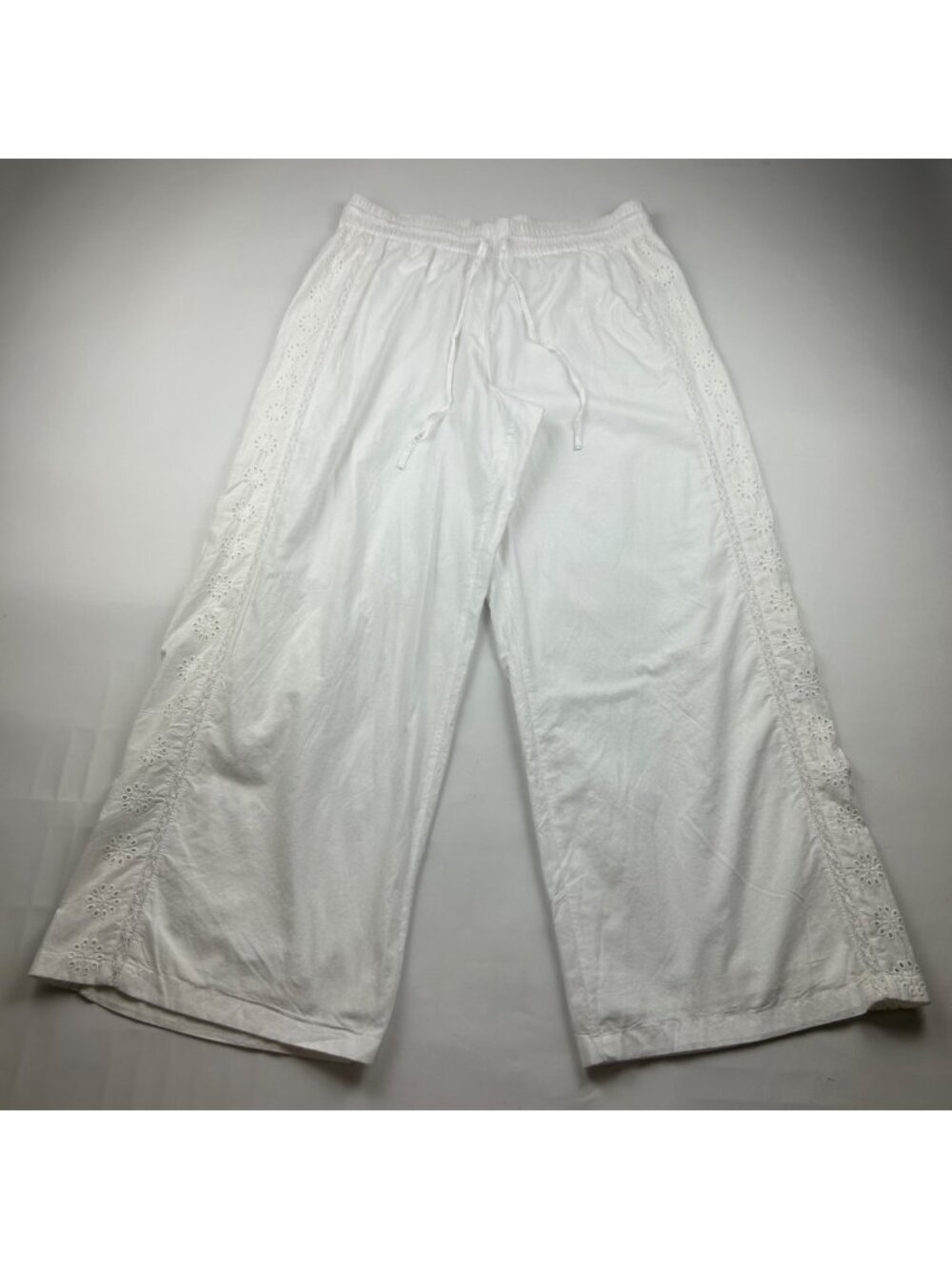 Style & Co White Eyelet Wide Leg Lounge Pant L